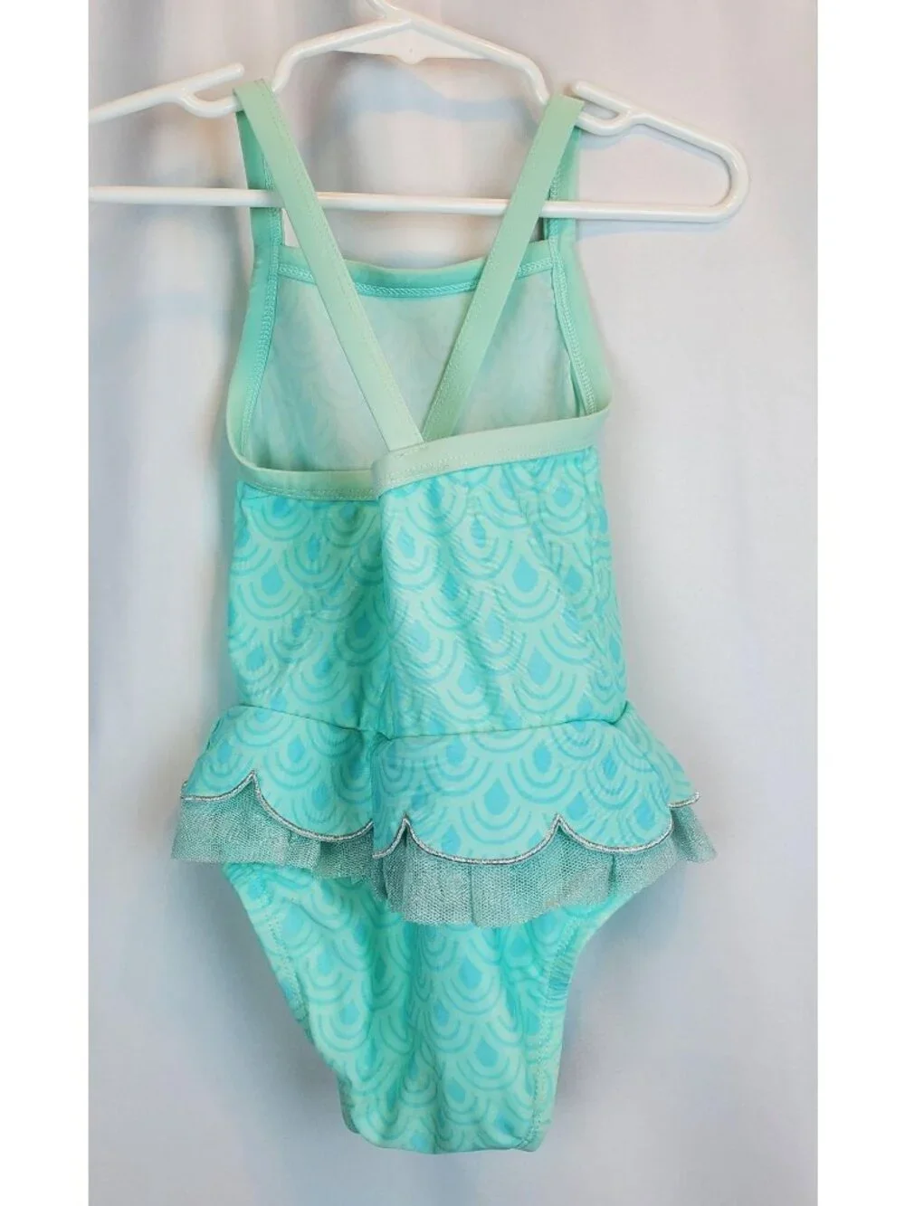 Cat & Jack Turquoise Mermaid Scales One-piece Bottom Enclosure Swimsuit Size 2T